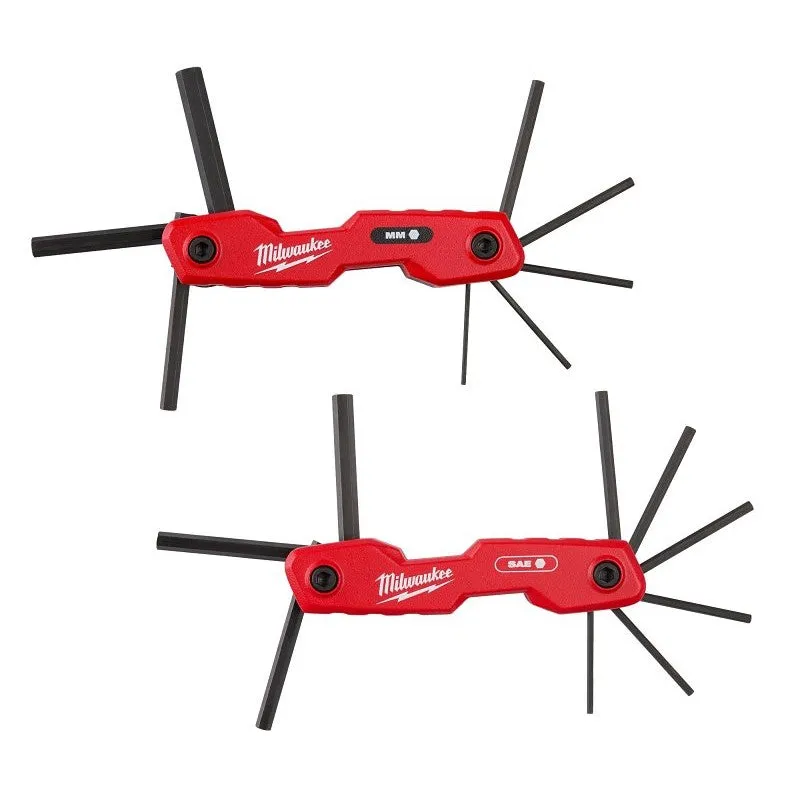 Milwaukee 48-22-2183 Folding Hex Key Set, Aluminum/Steel, Black Oxide, Black/Red