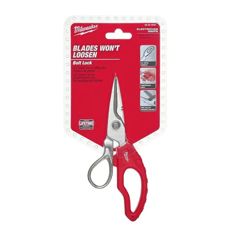 Milwaukee 48-22-4045 Electrician Snip, 10.65 in OAL, Ergonomic Handle, Metal Handle
