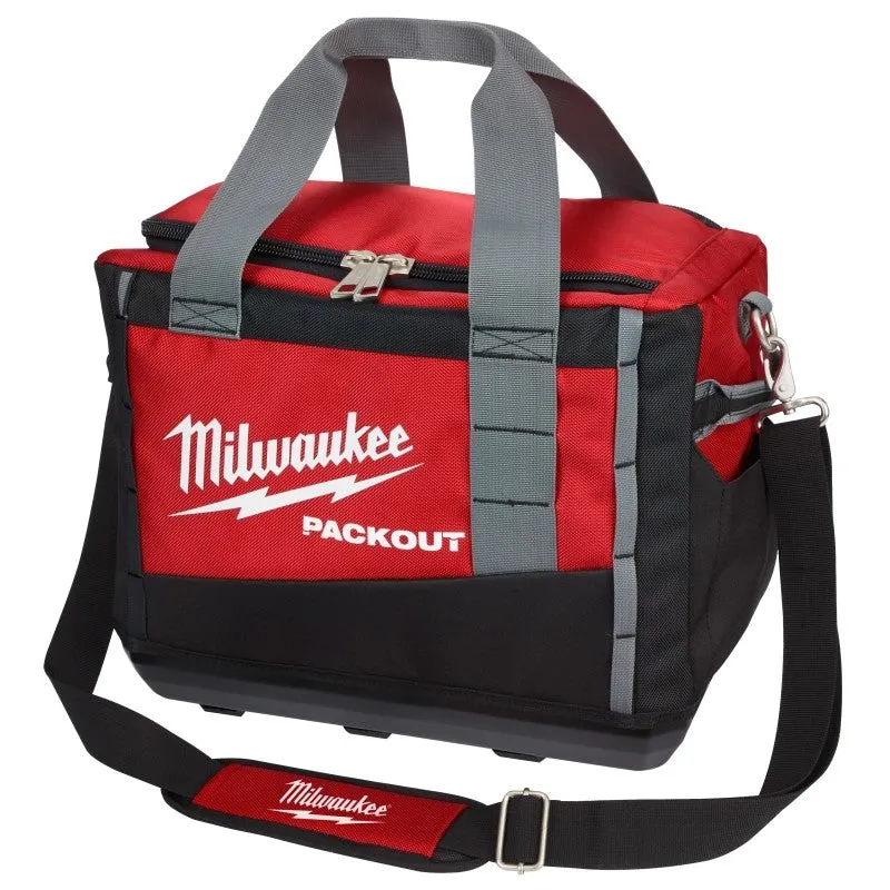 Milwaukee 48-22-8321 Tool Bag, 9.6 in W, 15 in D, 12.2 in H, 2-Pocket, Polyester, Black/Red