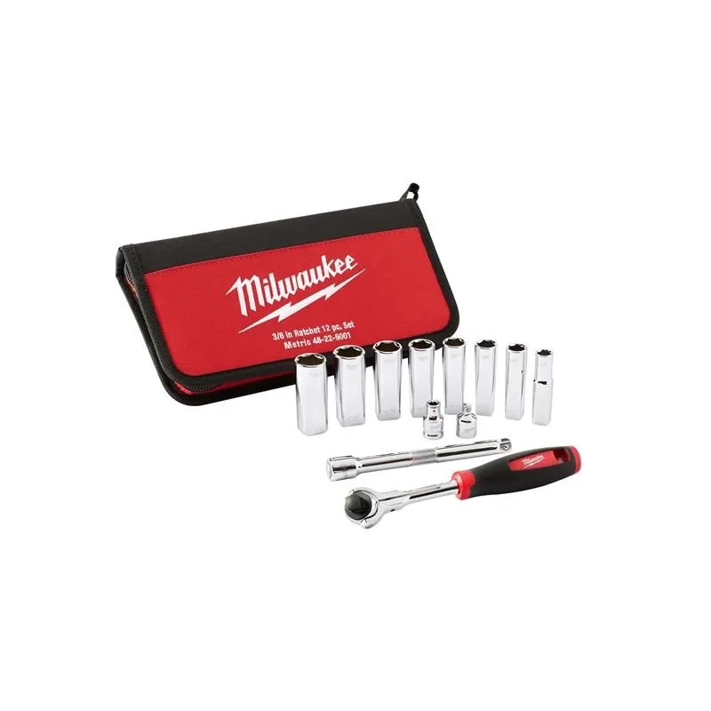 Milwaukee 48-22-9001 12pc 3/8″ Drive Metric Socket Set