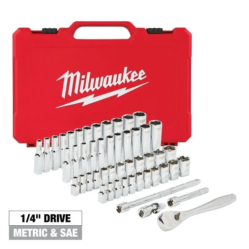 Milwaukee 48-22-9004 1/4 in Drive 50pc Ratchet and Socket Set – SAE and Metric