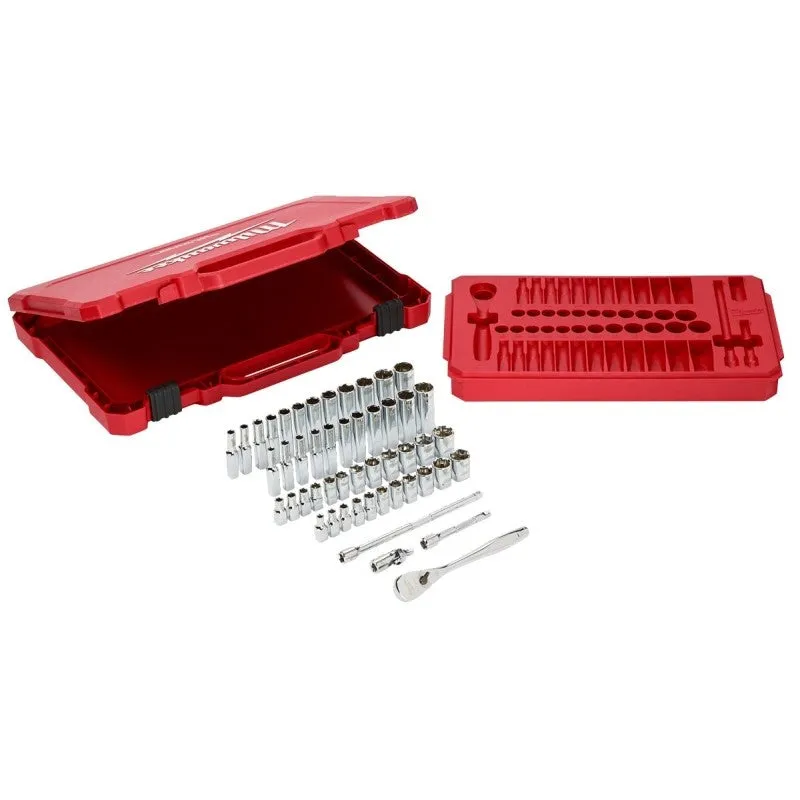 Milwaukee 48-22-9004 Series Ratchet and Socket Set, Alloy Steel, Chrome