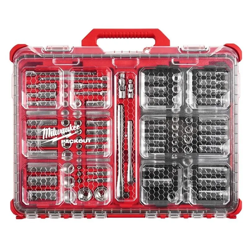 Milwaukee 48-22-9486 1/4″ & 3/8â€ Drive 106pc Socket Set with PACKOUT Low-Profile Organizer – SAE & Metric