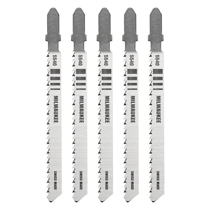 Milwaukee 48-42-5540 Jig Saw Blade, 9/32 in W, 4 in L, 10 TPI, High-Carbon Steel Cutting Edge, 5/PK