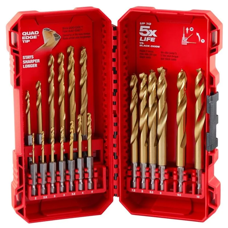 Milwaukee 48-89-4860 SHOCKWAVE Impact Duty RED HELIX Titanium Metric Drill Bit Set – 19PC