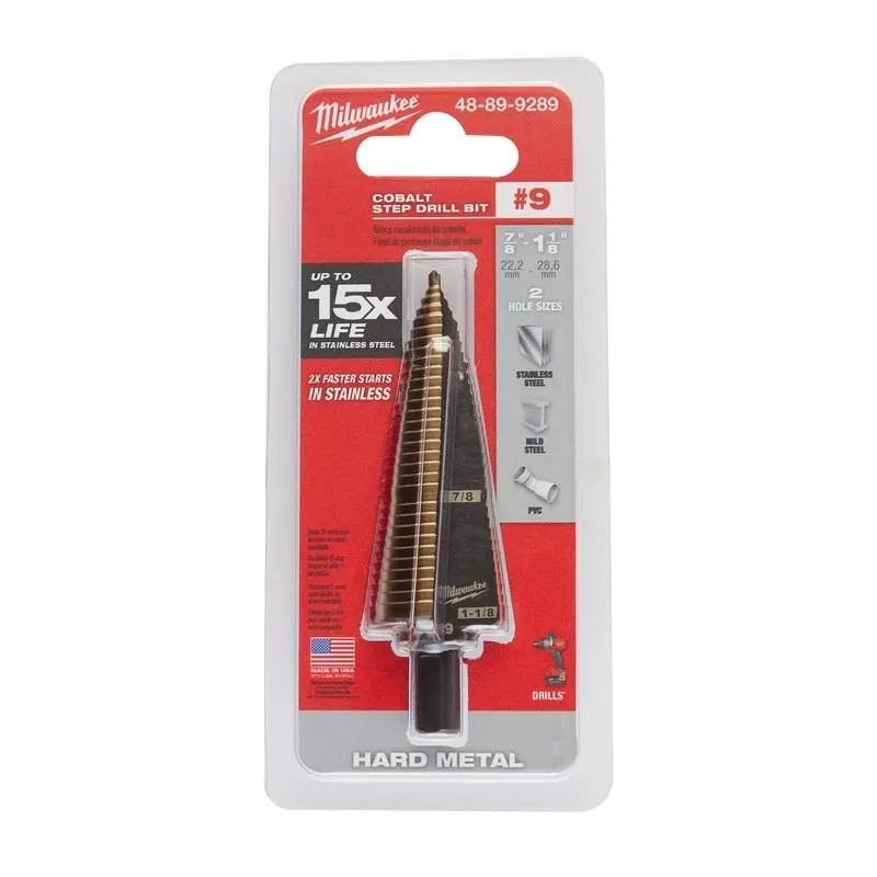 Milwaukee 48-89-9289 No.9 (7/8 – 1-1/8 in) Cobalt Step Drill Bit