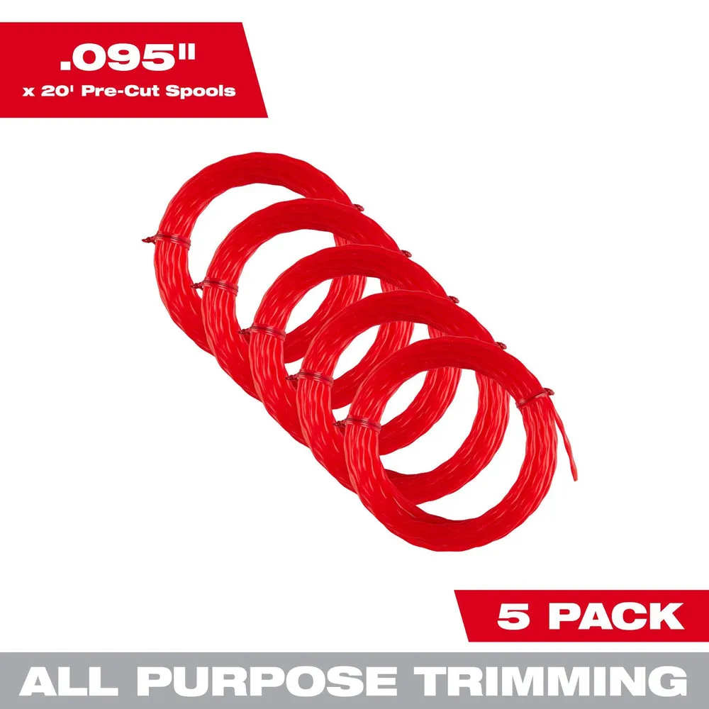 Milwaukee 49-16-2782 095″ x 20’ (5 pk) Pre-Cut Twisted Trimmer Line