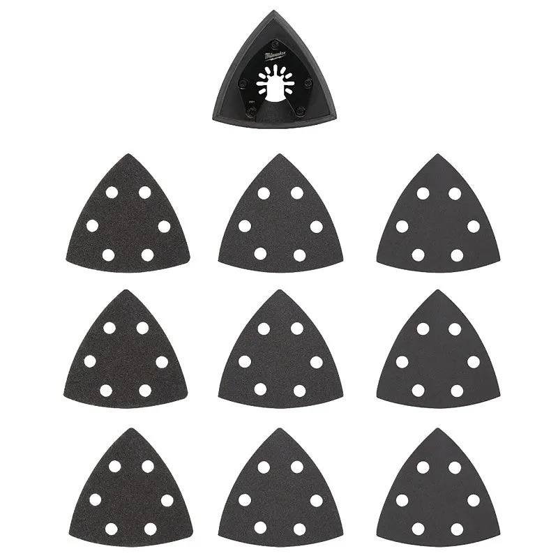 Milwaukee 49-25-2009 Triangle Sanding Pad and Paper Variety Pack, 60, 120, 240 Grit, Silicon Carbide Abrasive