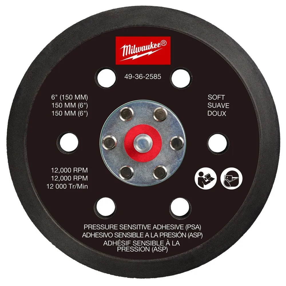 Milwaukee 49-36-2585 6″ Pressure Sensitive Adhesive Random Orbital Sander Backing Pad – Soft