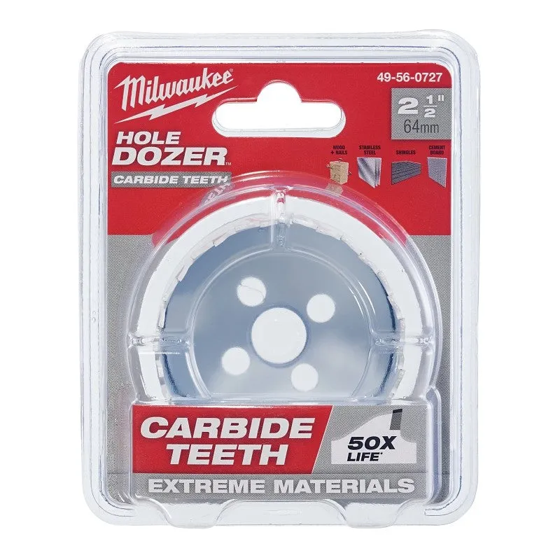 Milwaukee 49-56-0727 Hole Saw, 2-1/2 in Dia, 1.62 in D Cutting, 4 TPI, Carbide Cutting Edge