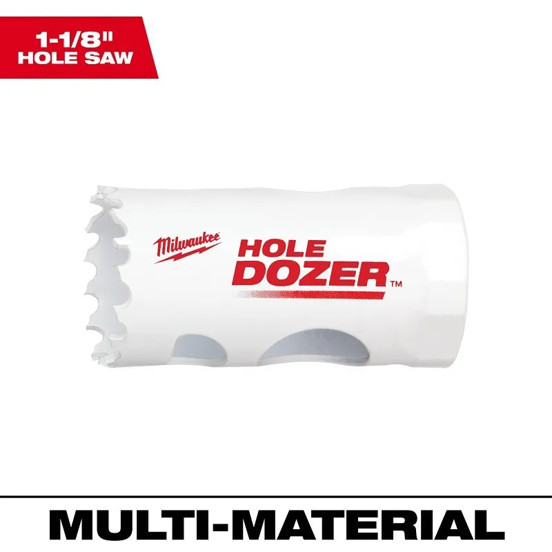 Milwaukee 49-56-9611 Hole Saw, 1-1/8 in Dia, 1-5/8 in D Cutting, 1/2-20 Arbor, 4, 5 TPI, Bi-Metal Cutting Edge (Pack of 2)