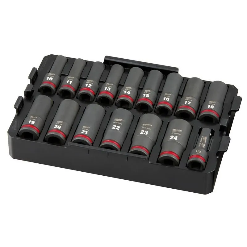 Milwaukee 49-66-6818 SHOCKWAVE Impact Duty Socket 1/2in Dr 16PC MM TRAY Set
