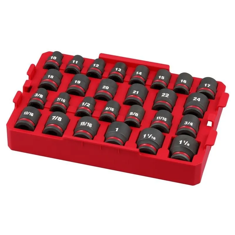 Milwaukee 49-66-6819 SHOCKWAVE Impact Duty Socket 1/2in Dr 27PC SAE TRAY Set