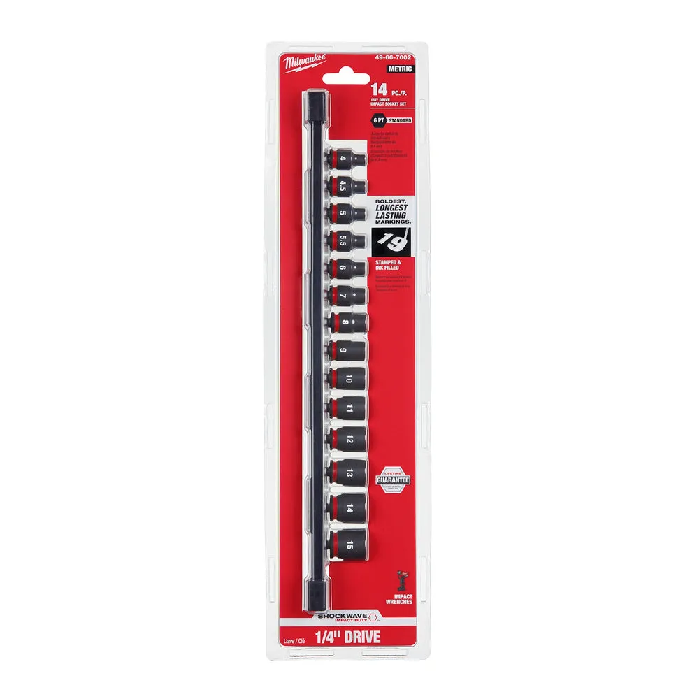 Milwaukee 49-66-7002 14PC SHOCKWAVE Impact Duty™ Metric Standard 6 Point Socket Set