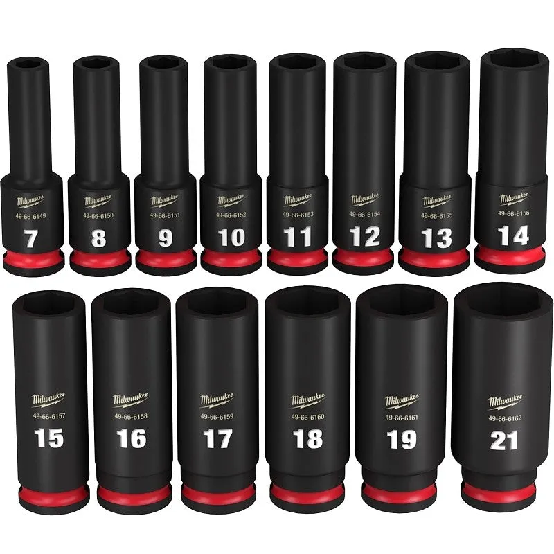Milwaukee 49-66-7008 SHOCKWAVE Impact Duty Series Deep Socket Set, Steel, Black, Includes: (1) Storage Case