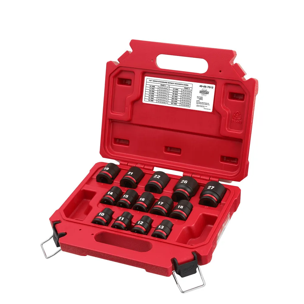 Milwaukee 49-66-7013 14PCSHOCKWAVE Impact Duty™ 1/2″ Drive Metric Standard 6 Point Socket Set