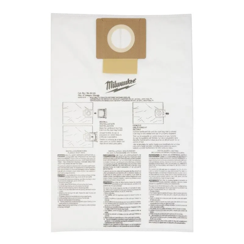 Milwaukee 49-90-1979 Fleece Dust Bags (5PK) – 6 Gallon