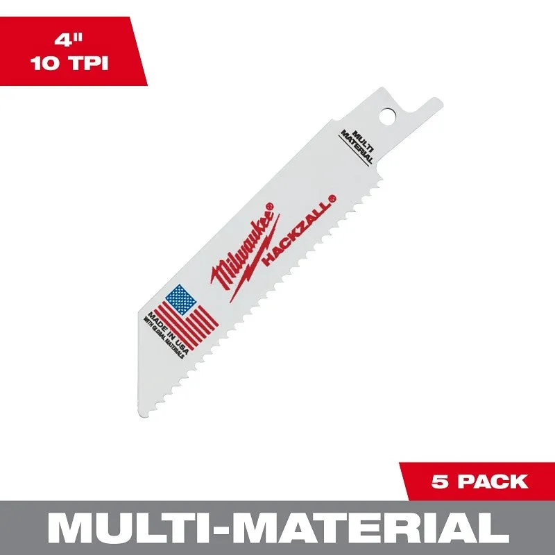 Milwaukee HACKZALL 49-00-5410 Blade, 3/4 in W, 4 in L, 10 TPI, HSS Cutting Edge