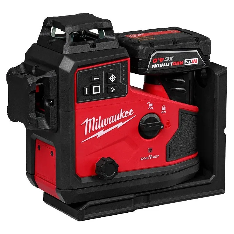 Milwaukee M12 3642-21 Laser Level, 165 ft, +/- 1/8 in Accuracy, 3-Beam, 3-Line, Green Laser