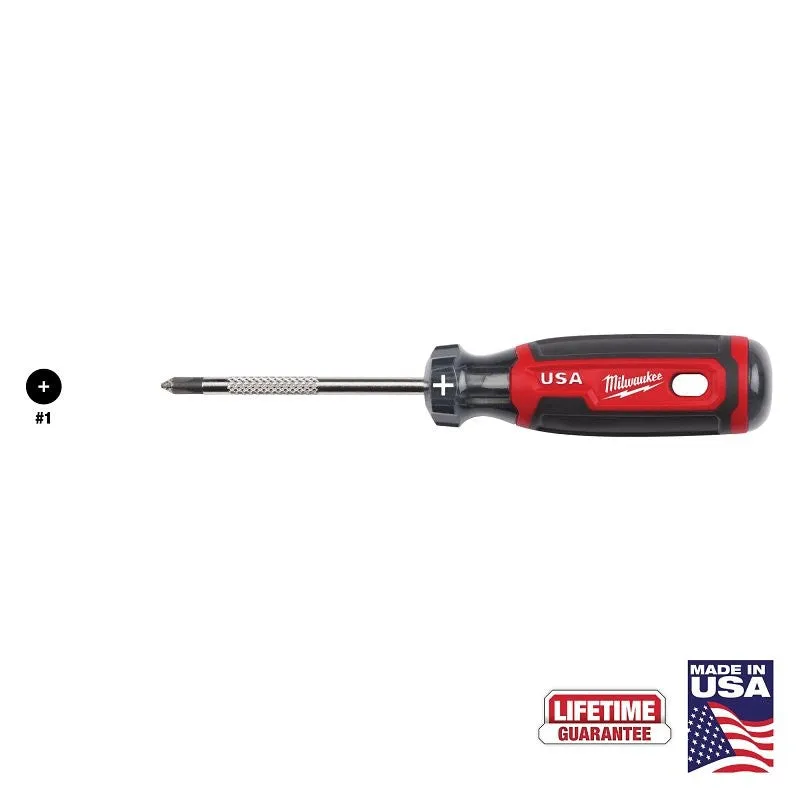 Milwaukee MT201 Screwdriver, #1 Drive, Phillips Drive, 6.7 in OAL, 3 in L Shank, Acetate Handle, Cushion-Grip Handle