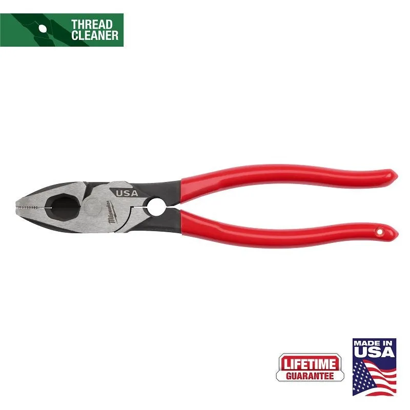 Milwaukee MT500T Lineman’s Pliers with Thread Cleaner, 9.22 in OAL, 1.39 in Jaw Opening, Red Handle