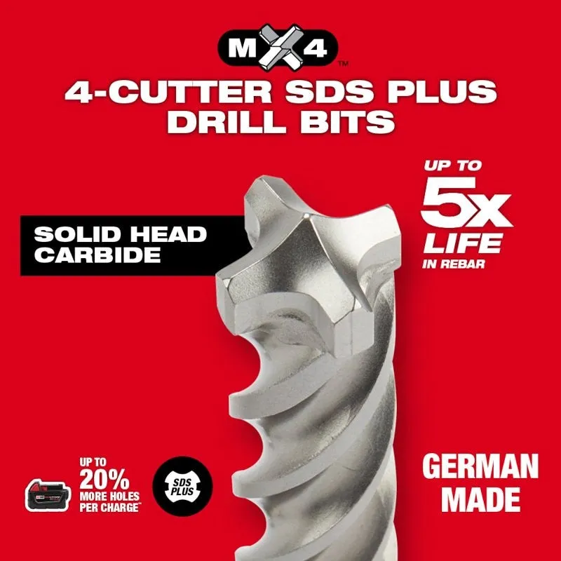 Milwaukee MX4 48-20-7236 Drill Bit, 7/8 in Dia, 18 in OAL, 4-Cutter, Variable Flute, 4-Flute, 13/32 in Dia Shank