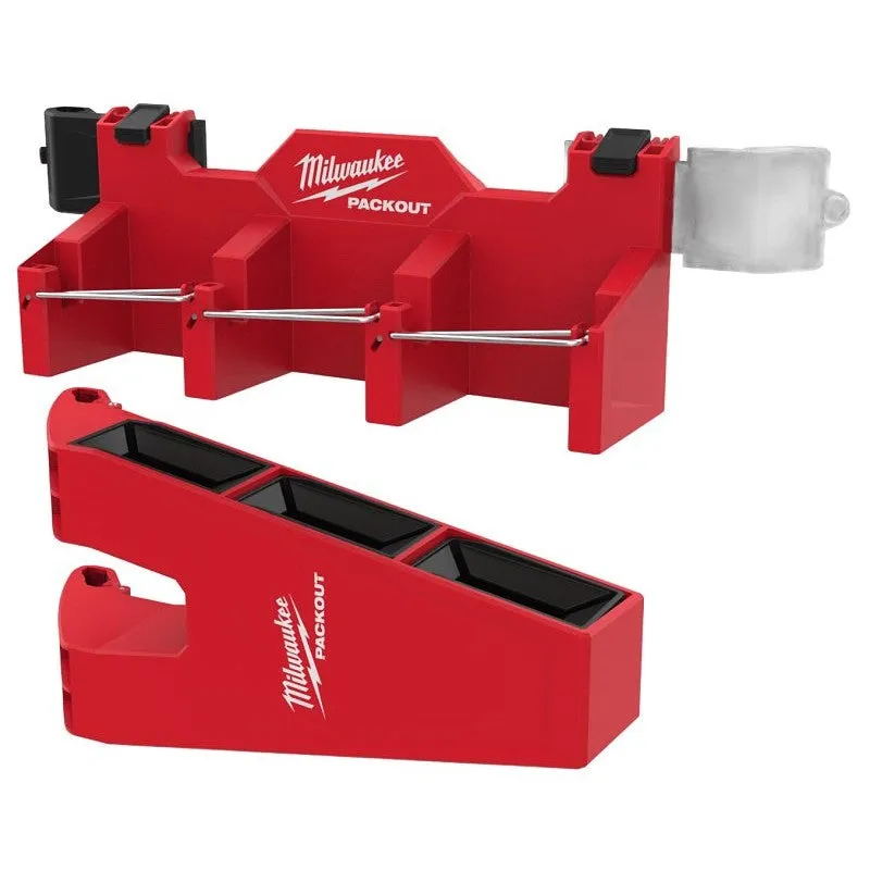Milwaukee PACKOUT 48-22-8607 Tool Box Long Tool Holder Attachment, 25 lb, 3-Compartment, Polypropylene, Black/Red
