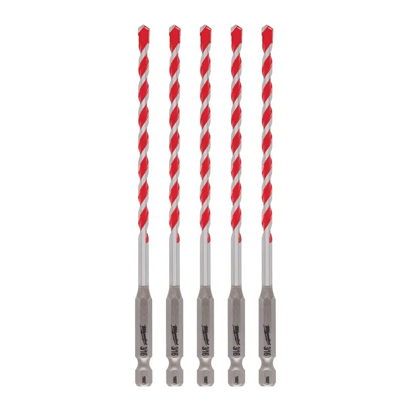 Milwaukee SHOCKWAVE 48-20-9157 Drill Bit, 3/16 in Dia, 6 in OAL, Precision Ground, Wide Flute, 1/4 in Dia Shank (Pack of 3)