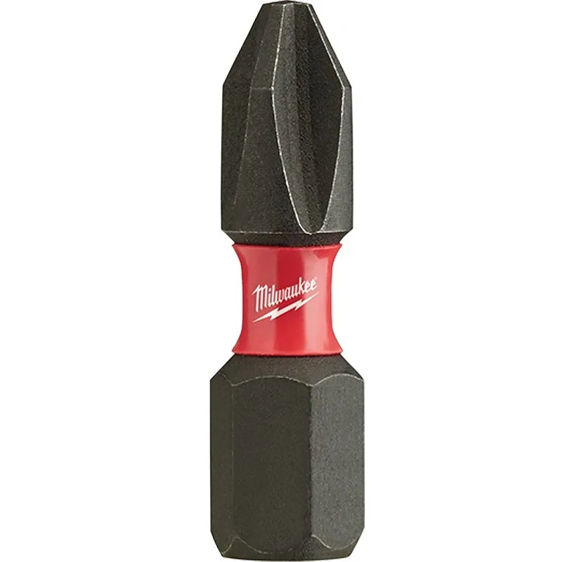 Milwaukee SHOCKWAVE 48-32-4712 Insert Bit, #2 Drive, Phillips Drive, 1/4 in Shank, Hex Shank, 1 in L, Steel (Pack of 25)