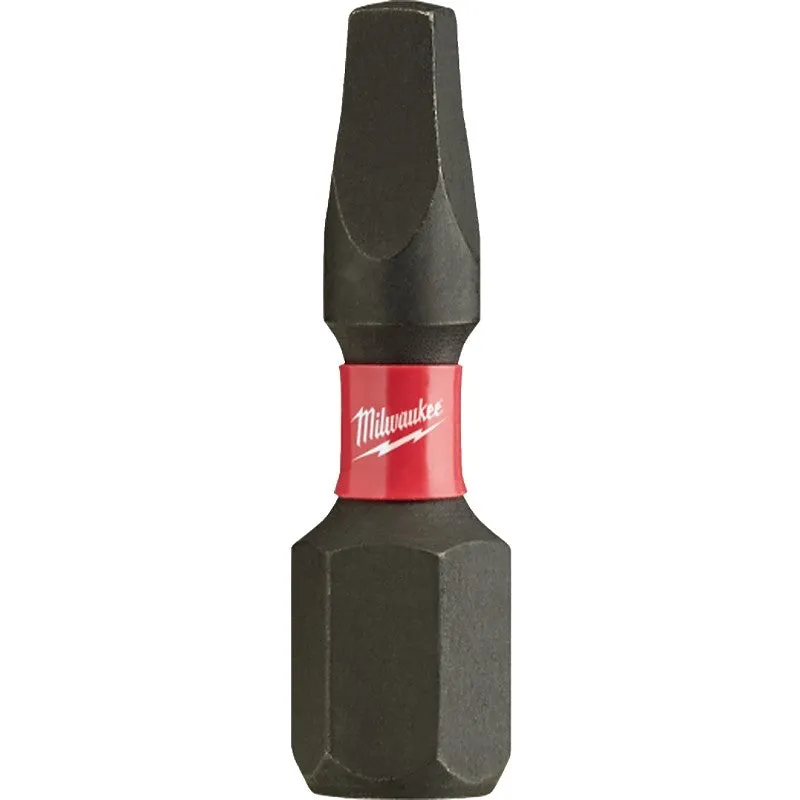 Milwaukee SHOCKWAVE 48-32-4722 Insert Bit, #2 Drive, Square Recess Drive, 1/4 in Shank, Hex Shank, 1 in L, Steel (Pack of 25)