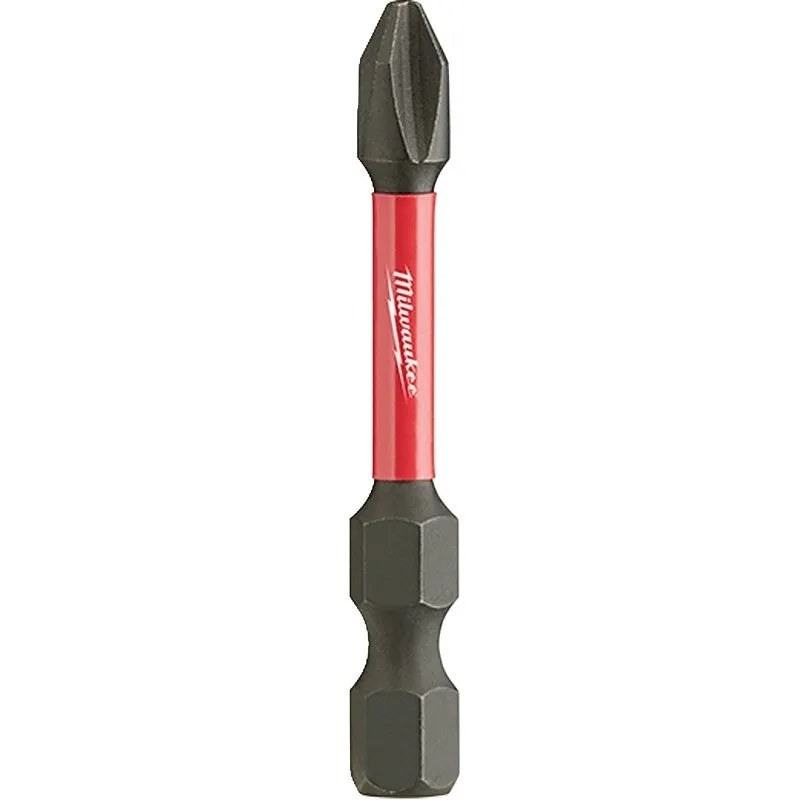 Milwaukee SHOCKWAVE 48-32-4762 Power Bit, #2 Drive, Phillips Drive, 1/4 in Shank, Hex Shank, 2 in L, Steel (Pack of 25)