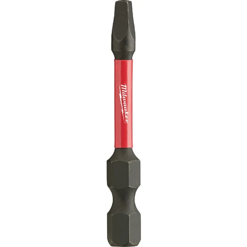 Milwaukee SHOCKWAVE 48-32-4772 Power Bit, #2 Drive, Square Recess Drive, 1/4 in Shank, Hex Shank, 2 in L (Pack of 25)