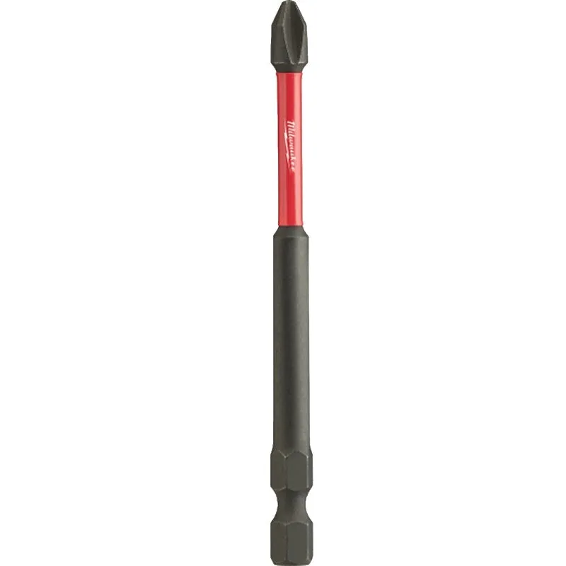Milwaukee SHOCKWAVE 48-32-4791 Power Bit, #2 Drive, Phillips Drive, 1/4 in Shank, Hex Shank, 3-1/2 in L, Steel (Pack of 25)