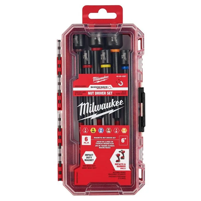 Milwaukee SHOCKWAVE 49-66-4567 Magnetic Nut Driver Set, 6-Piece, Alloy Steel