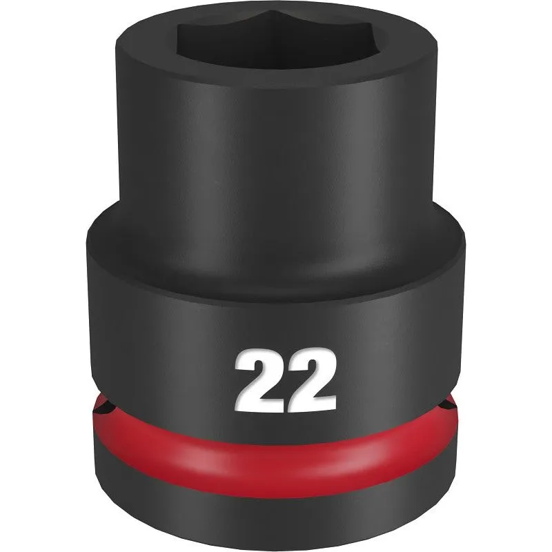 Milwaukee SHOCKWAVE Impact Duty 49-66-6360 Impact Socket, 22 mm Socket, Shallow D Socket, 62 mm OAL, 3/4 in Drive, Steel