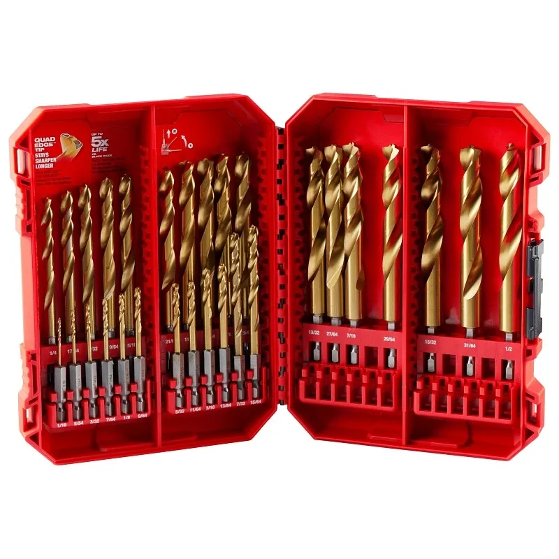 Milwaukee SHOCKWAVE Impact Duty, RED HELIX Series 48-89-4672 Drill Bit Set, 29-Piece, Steel/Titanium