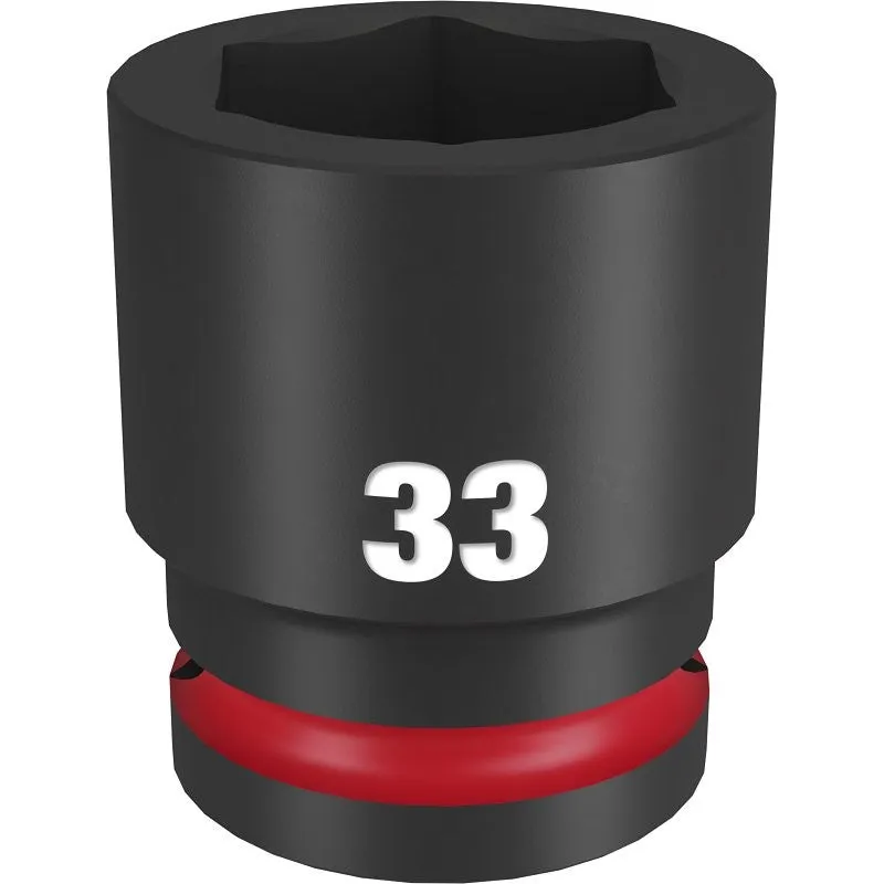 Milwaukee SHOCKWAVE Impact Duty Series 49-66-6371 Shallow Impact Socket, 33 mm Socket, 3/4 in Drive, Square Drive