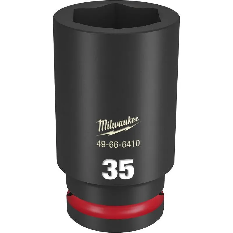 Milwaukee SHOCKWAVE Impact Duty Series 49-66-6410 Deep Impact Socket, 35 mm Socket, 3/4 in Drive, Square Drive, 6-Point