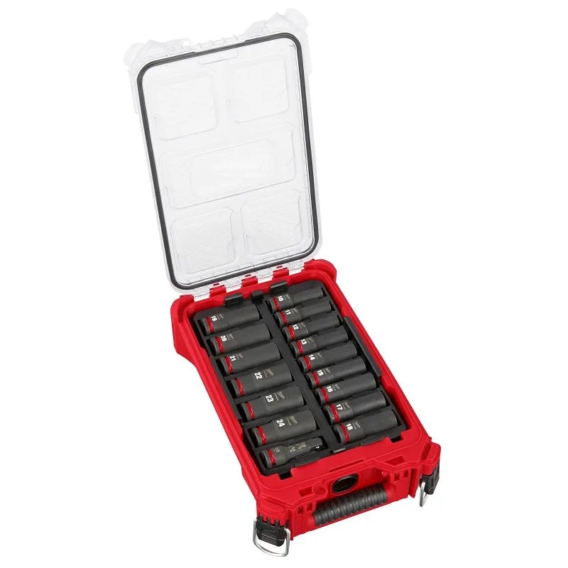 Milwaukee SHOCKWAVE Impact Duty Series 49-66-6803 Socket Set, Chrome Molybdenum Steel, 16-Pieces