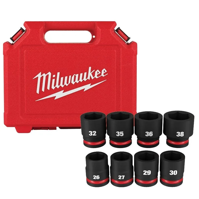 Milwaukee SHOCKWAVE Impact Duty Series 49-66-7019 Standard Metric Socket Set, Molybdenum Steel, Chrome/Phosphate, Black