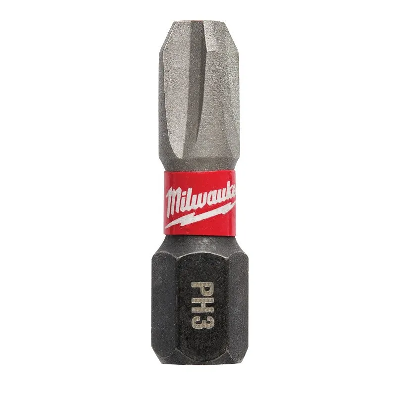 Milwaukee Shockwave Impact Duty 48-32-4113 Insert Bit, #3 Drive, Phillips Drive, 1/4 in Shank, Hex Shank, 1 in L