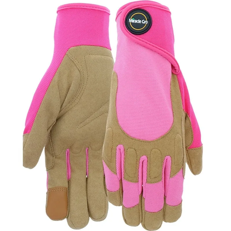 Miracle-Gro MG86208/WSM High-Dexterity High-Performance Gloves, Women’s, S/M, 3-3/4 in L, Reinforced Thumb, Pink