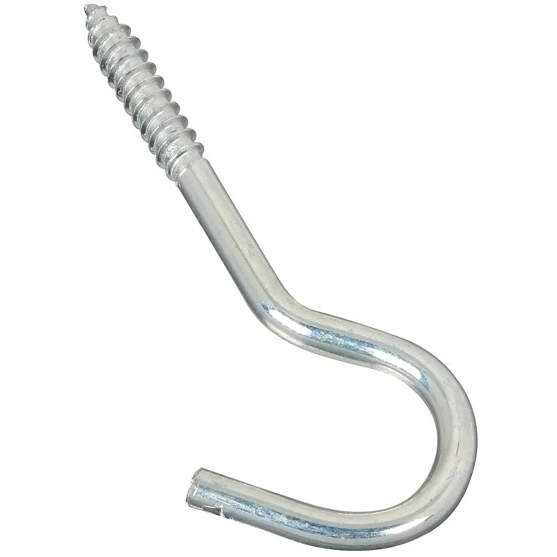 National Hardware 2156BC Series N220-863 Screw Hook, 1/4 in Opening, 4-1/4 in L, Steel, Zinc (Pack of 10)