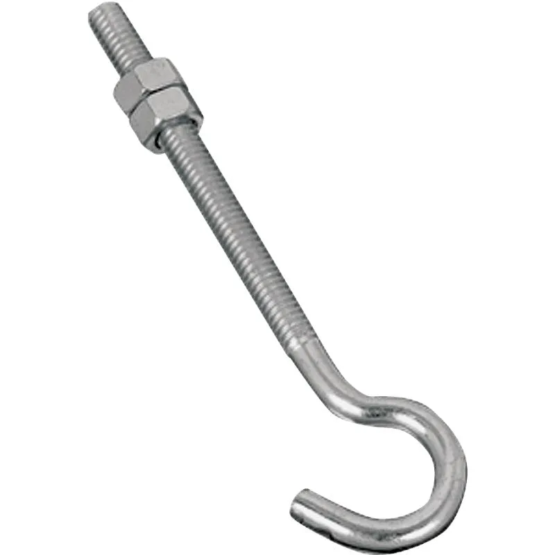 National Hardware 2162BC Series N221-689 Hook Bolt, 5/16 in Thread, 5 in L, Steel, Zinc, 100 lb Working Load (Pack of 10)