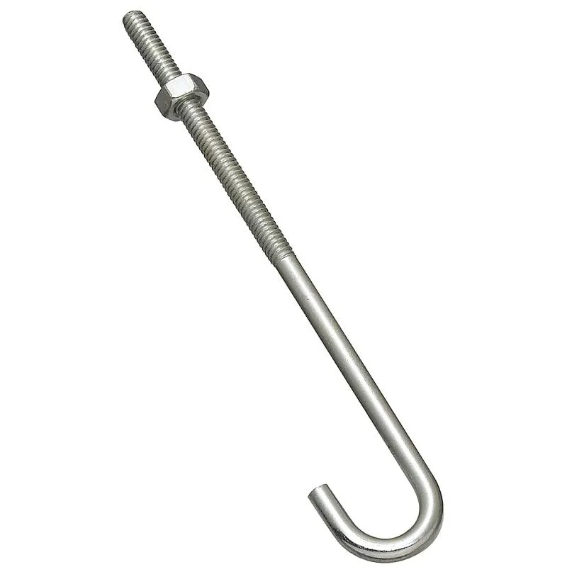 National Hardware 2195BC Series N232-900 J-Bolt, 1/4 in Thread, 3 in L Thread, 6 in L, 100 lb Working Load, Steel, Zinc (Pack of 10)