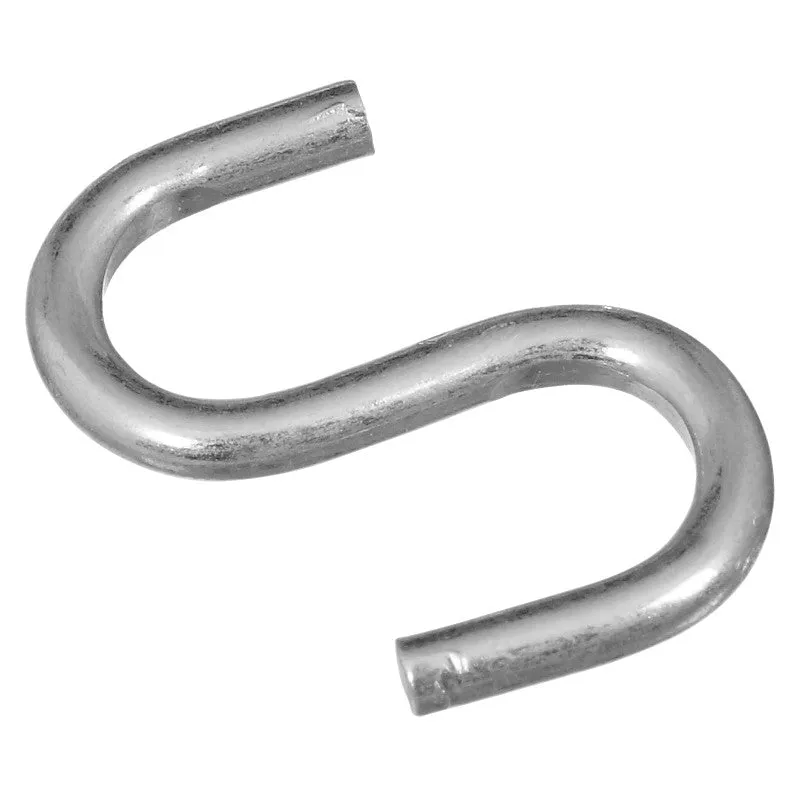 National Hardware N121-566 Open S-Hook, 20 lb Working Load, Steel, Zinc (Pack of 100)