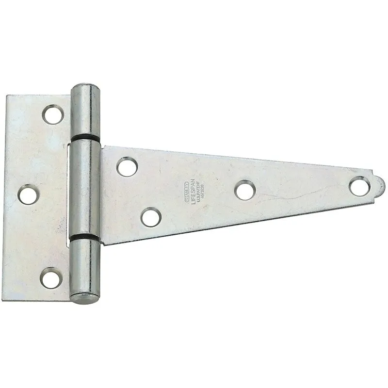 National Hardware N129-189 T-Hinge, 4-1/4 in W Frame Leaf, 1.565 in H Frame Leaf, Steel, Zinc, Tight Pin, 48 lb