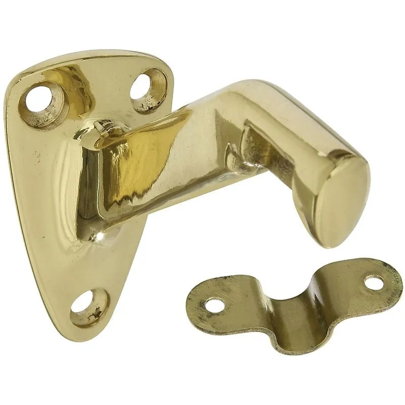 National Hardware N216-168 Handrail Bracket with Strap, 250 lb, Brass, Solid Brass