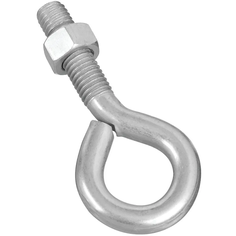 National Hardware N221-309 Eye Bolt, 1/2-13 Thread, 1-3/4 in L Thread, 1 in ID Dia Eye, 2.14 in L Shank, Steel, Zinc (Pack of 10)