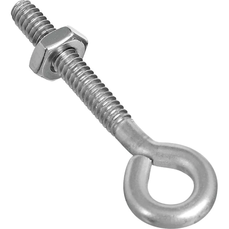 National Hardware N221-564 Eye Bolt, #10-24 Thread, 1-1/4 in L Thread, 0.28 in ID Dia Eye, 1.41 in L Shank (Pack of 10)